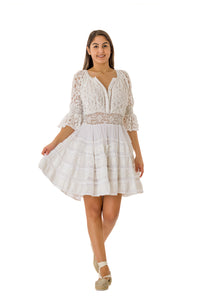 #2650 Beautiful Lace White Cotton Dress - NEW ARRIVAL