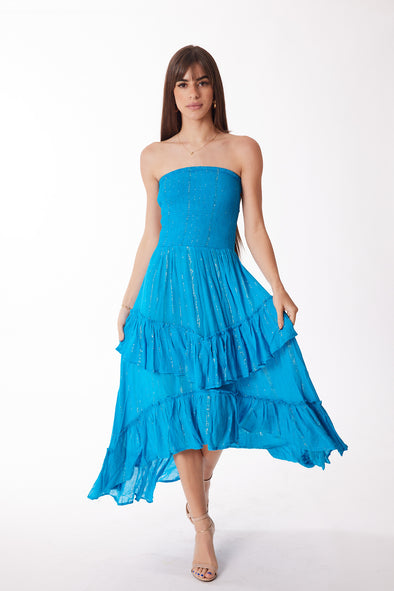 Blue lurex dress