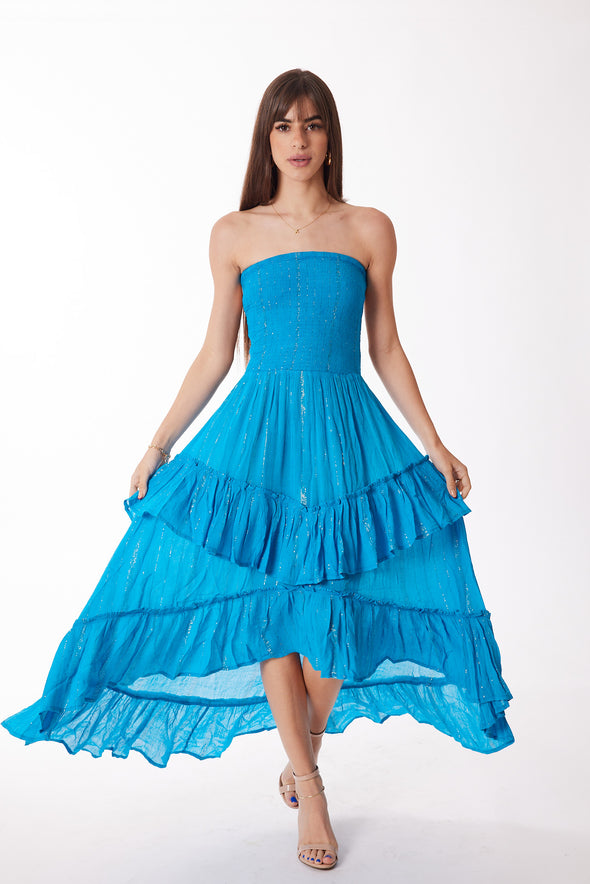 Blue lurex dress