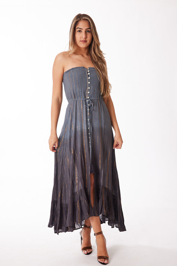 Gray shaded strapless dress