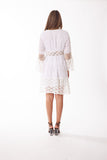 Classy women's dress, white and lace dress