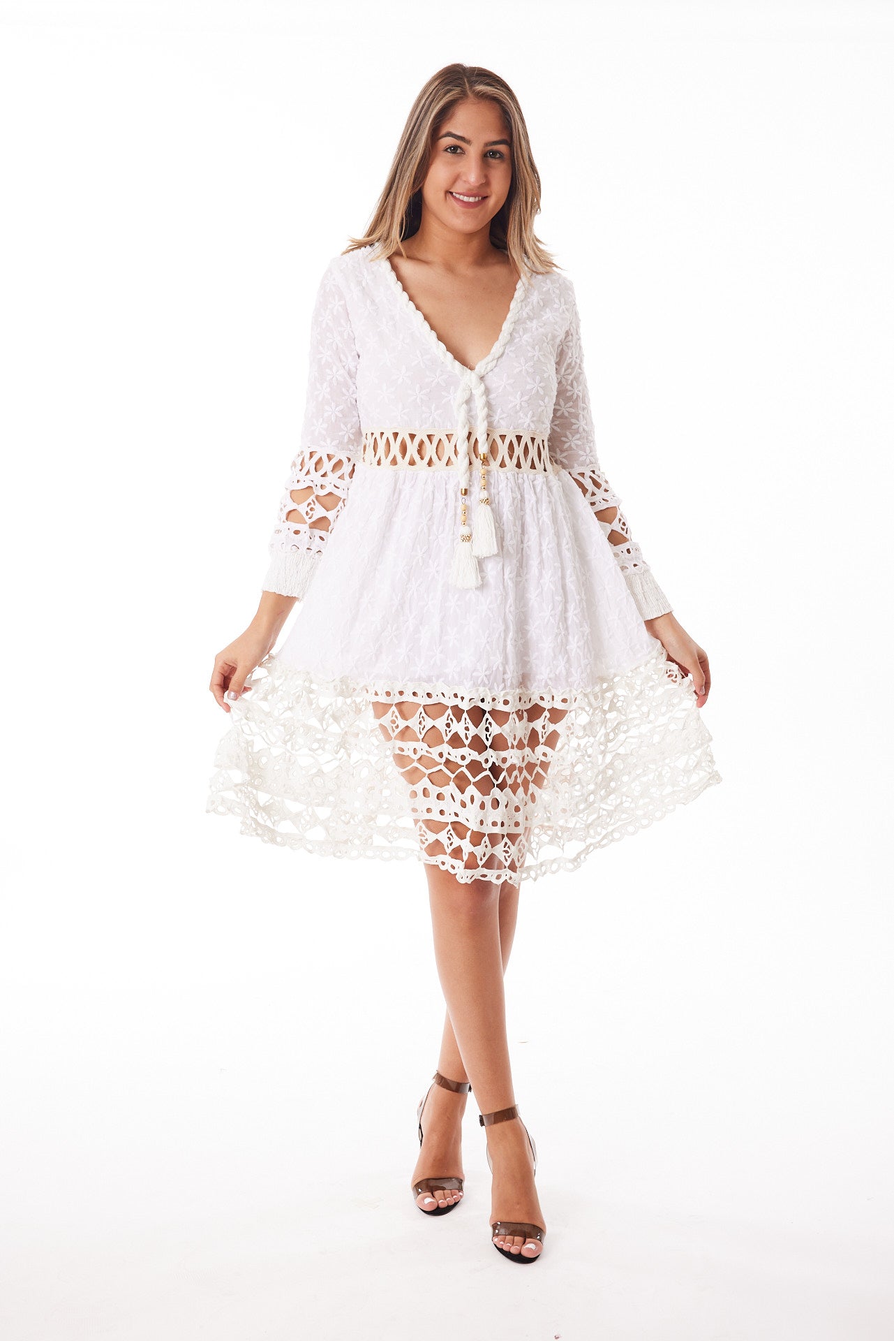 Classy women's dress, white and lace dress – Ranee's