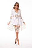 Classy women's dress, white and lace dress