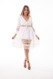 Classy women's dress, white and lace dress