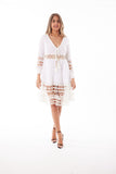 Classy women's dress, white and lace dress