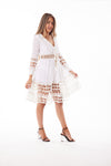 Classy women's dress, white and lace dress