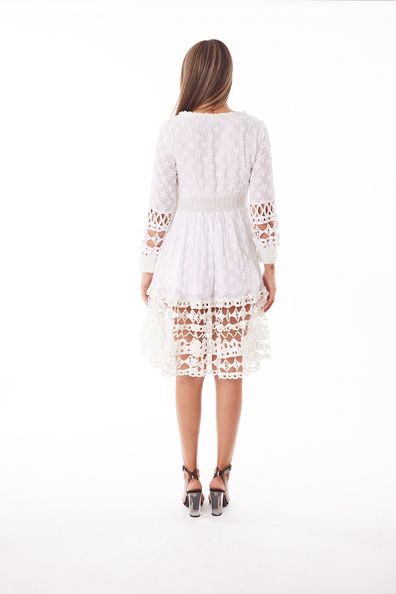 Classy women's dress, white and lace dress  Ranee's