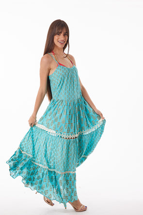 20-17 lurex turquoise dress