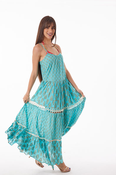 Aqua lurex dress