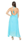 BD - Baby Blue, backless dress, with accessories in the back, three way dress!
