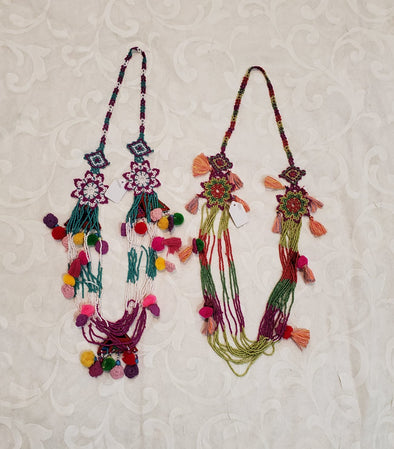 Multicolor boho lace necklace.