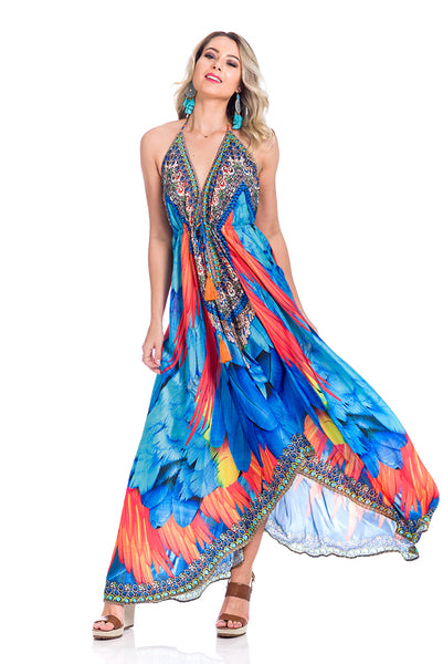 Hawaii dress, orange feather – Ranee's