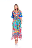 Ombre Kaftan, floral beautiful crystal maxi, - 652 NEW