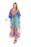 Ombre Kaftan, floral beautiful crystal maxi, - 652 NEW