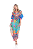 Ombre Kaftan, floral beautiful crystal maxi, - 652 NEW