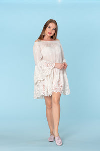 White lace sexy dress, off shoulder holiday dress M White lace sexy dress, off shoulder holiday dress M