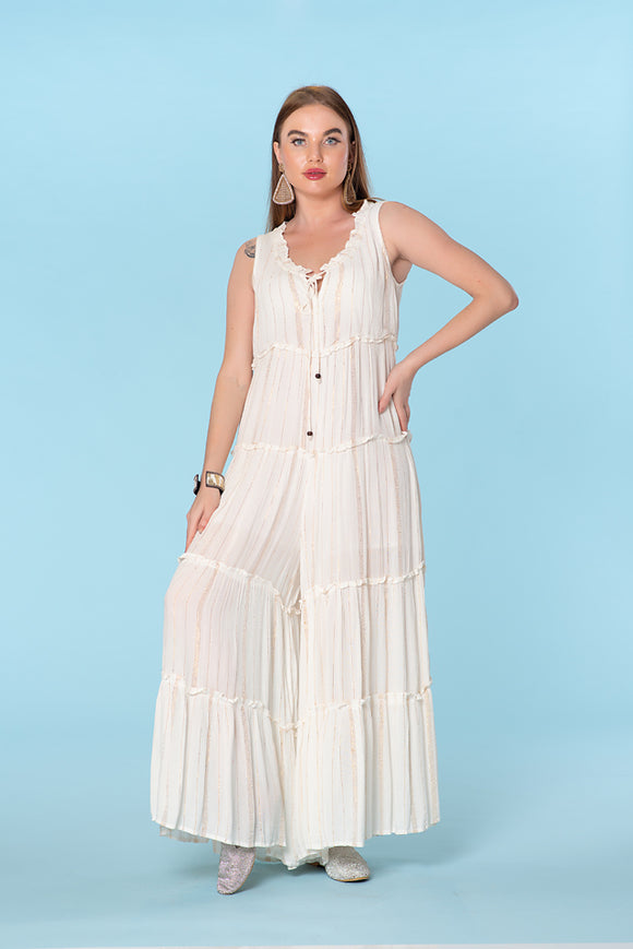 Summer White jump suite, lined.