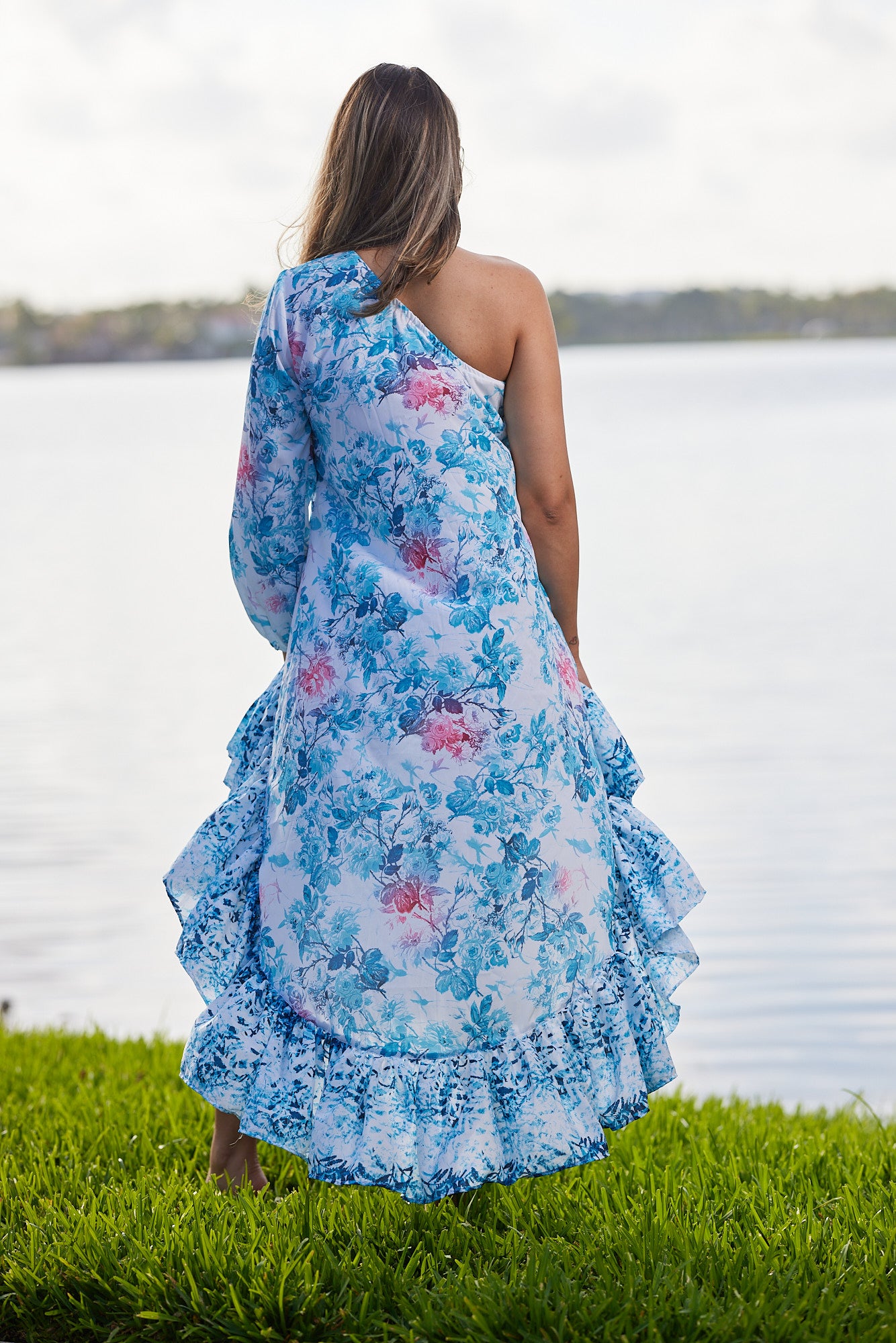 style #3 Blue floral one shoulder Dress-2023 collection Ranee's style #3 Blue floral one shoulder Dress-2023 collection Ranee's