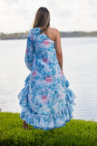 style #3 Blue floral one shoulder Dress-2023 collection