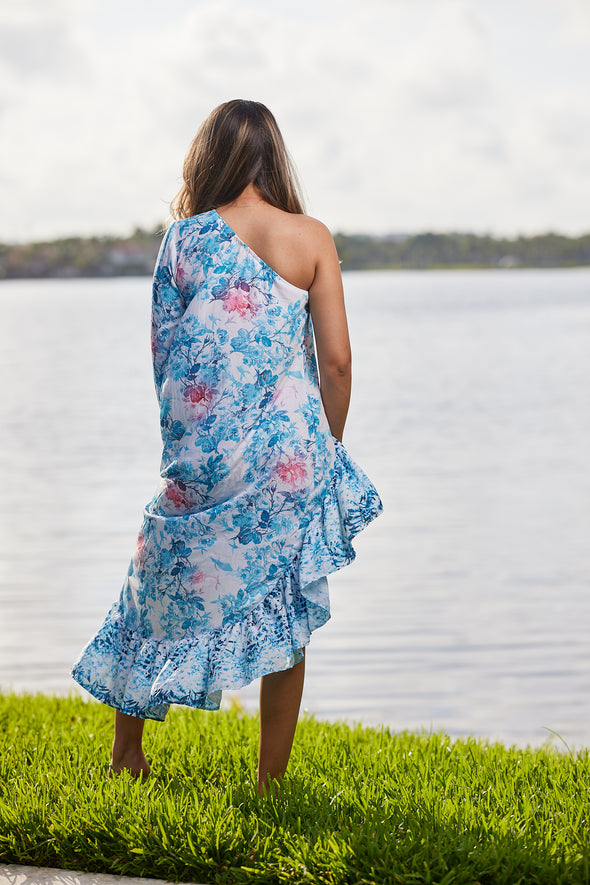 style #3 Blue floral one shoulder Dress-2023 collection