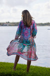 #690 Ombre pink and blue duster