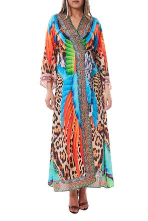 2023 collection 552 Multicolor Feather Kimono