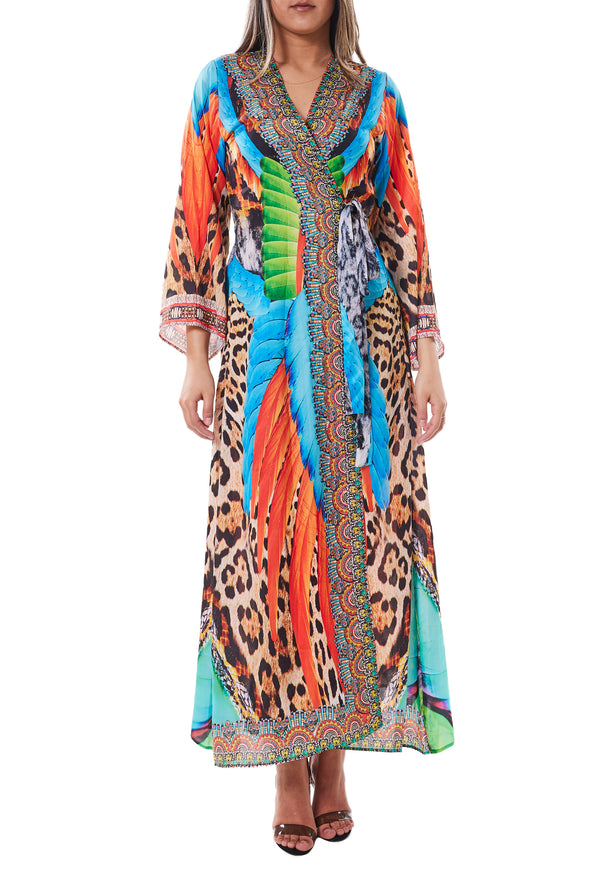 2023 collection 552 Multicolor Feather Kimono