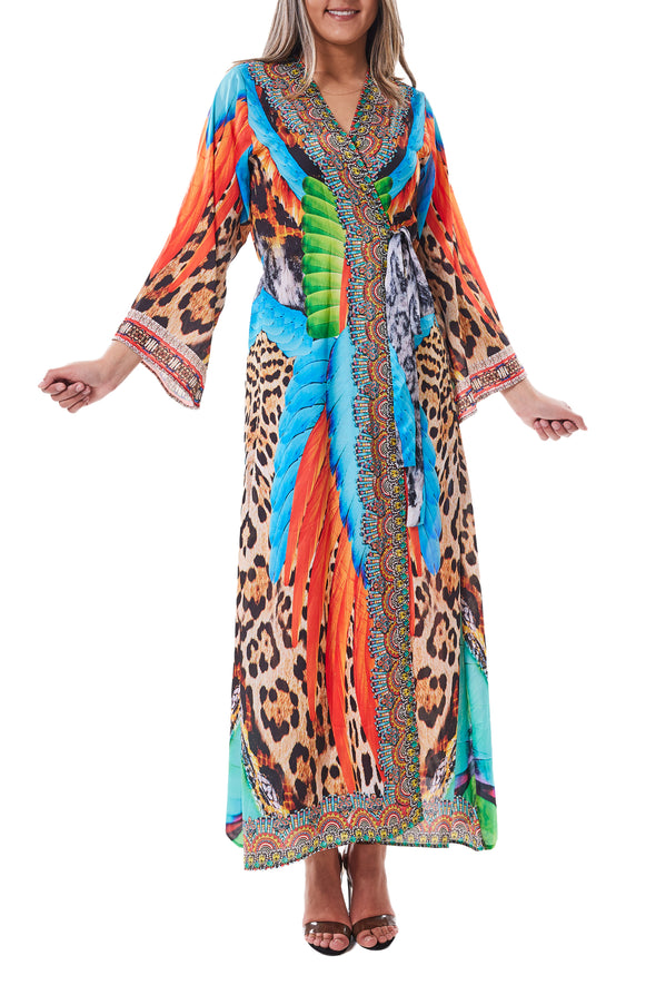 2023 collection 552 Multicolor Feather Kimono