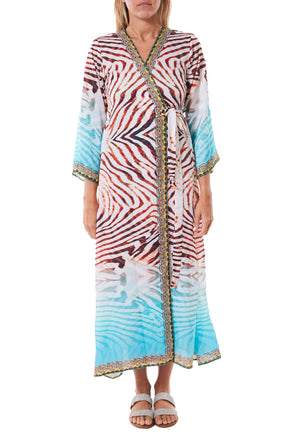 2023 collection - 231 Teal Zebra Kimono