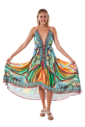 222 multicolor halter dress