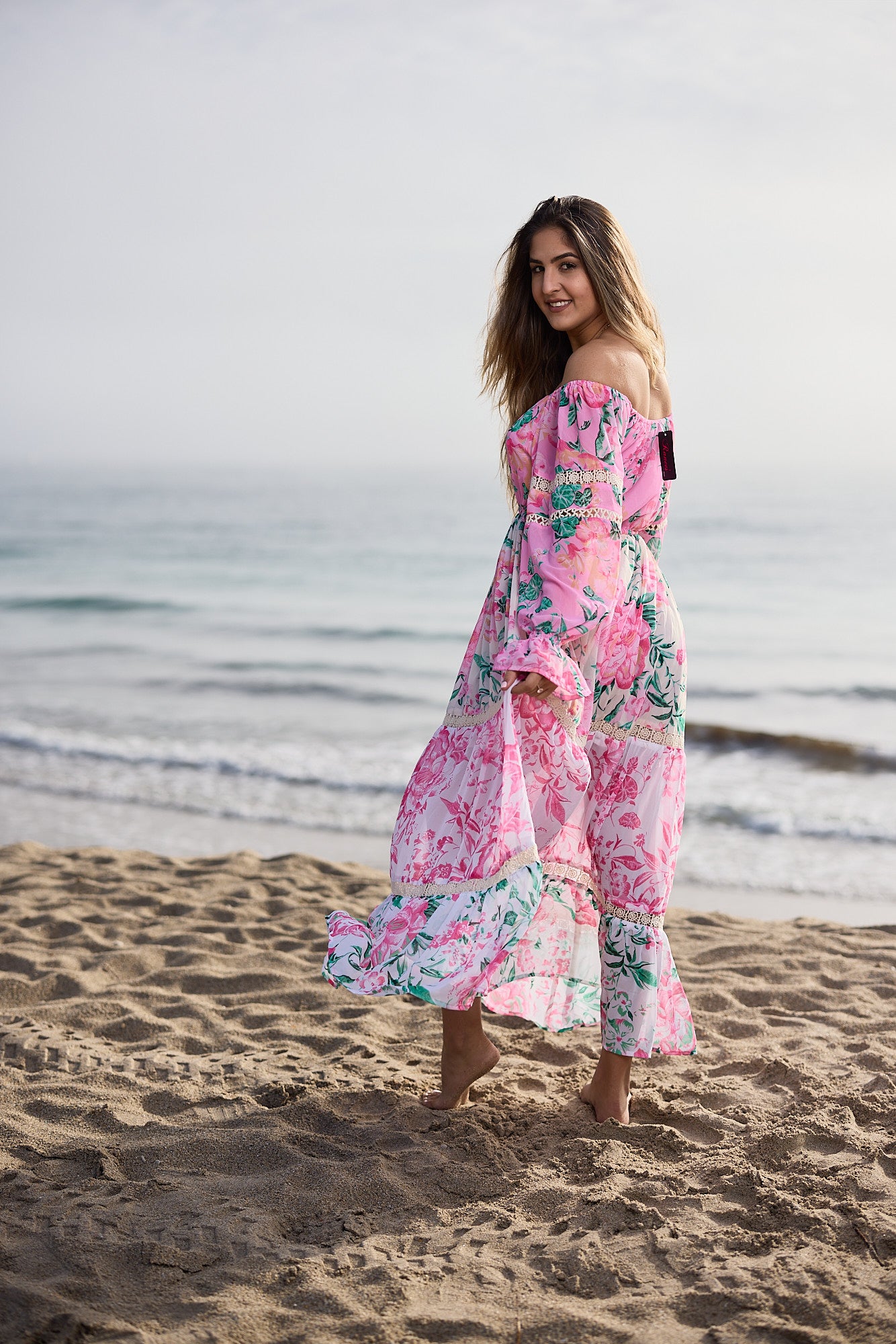 beach dress sleeves 11 Palm s/m vt::Dresses::Style::Sweater Dress Lynn V-Neck Long Sleeve weather adventures Size:S/M (12-14)
