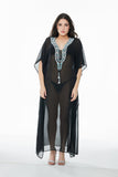 Long embellished kaftan, with slip