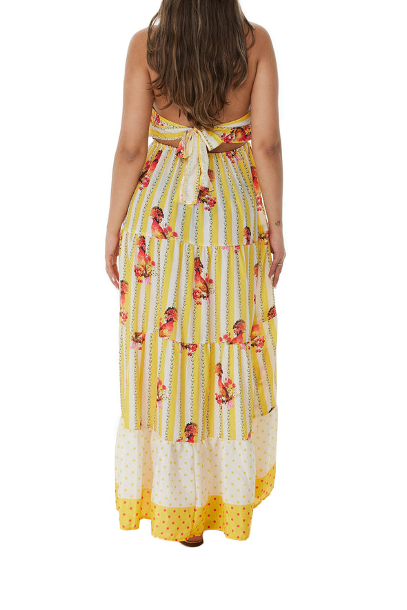 406 Floral Yellow Long Dress