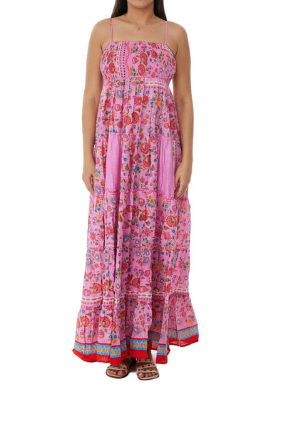 833 Pink Floral Cotton Dress