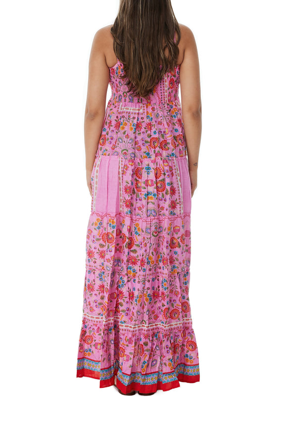 833 Pink Floral Cotton Dress