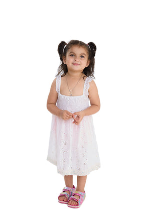 Girl's Eyelet Boho White Dress