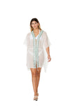 White and Emerald Embellished Kimono