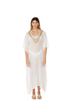 White and Gold Embellished Kaftan