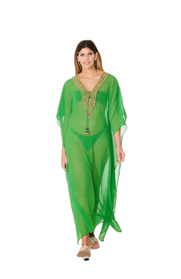 lime green kaftan dress Mala Handworks