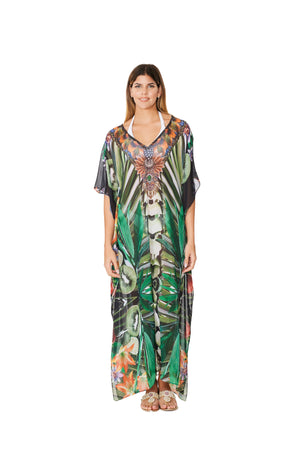 237 Tropical Kiwi Print Long kaftan