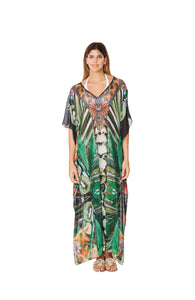 237 Tropical Kiwi Print Long kaftan