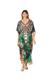 237 Tropical Kiwi Print Long kaftan