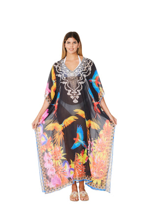 257 Bird Print Long kaftan