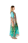 424 Teal Animal Print Long kaftan