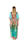 424 Teal Animal Print Long kaftan