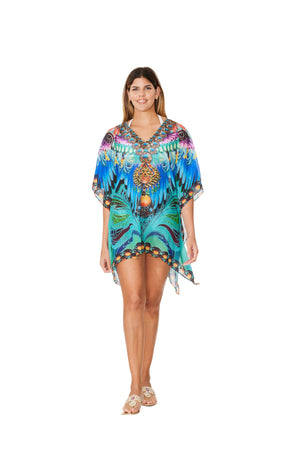 325 Peacock Multicolor Print Short kaftan