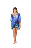 368 Leaf Multicolor Print Short kaftan