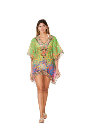 331 Lime Animal Print Short kaftan