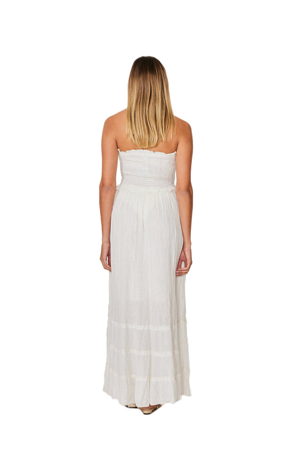 C-1979- White Strapless  Long Dress