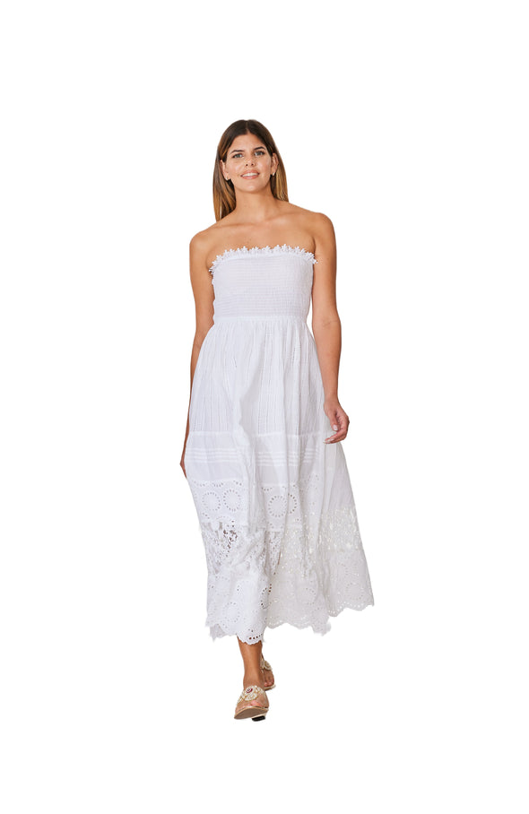 C-1951 White Strapless  Long Dress